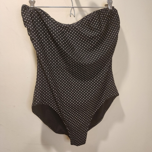 GOTTEX black Polka Dot one piece strapless swimmer size 12 - Picture 1 of 9